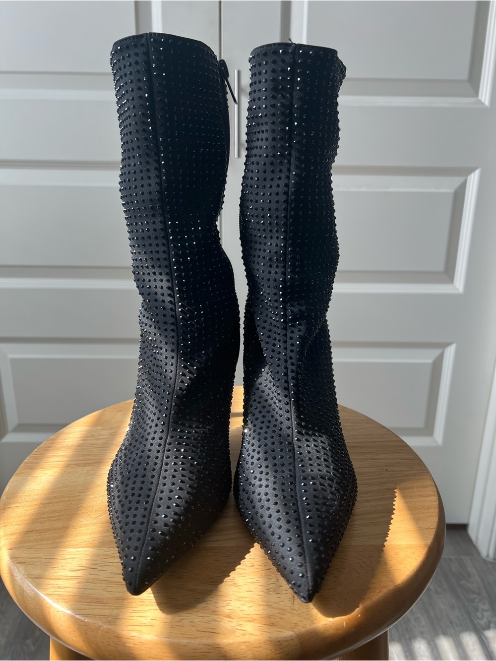 Zara Black Studded Over-the-Knee Pointed Boots